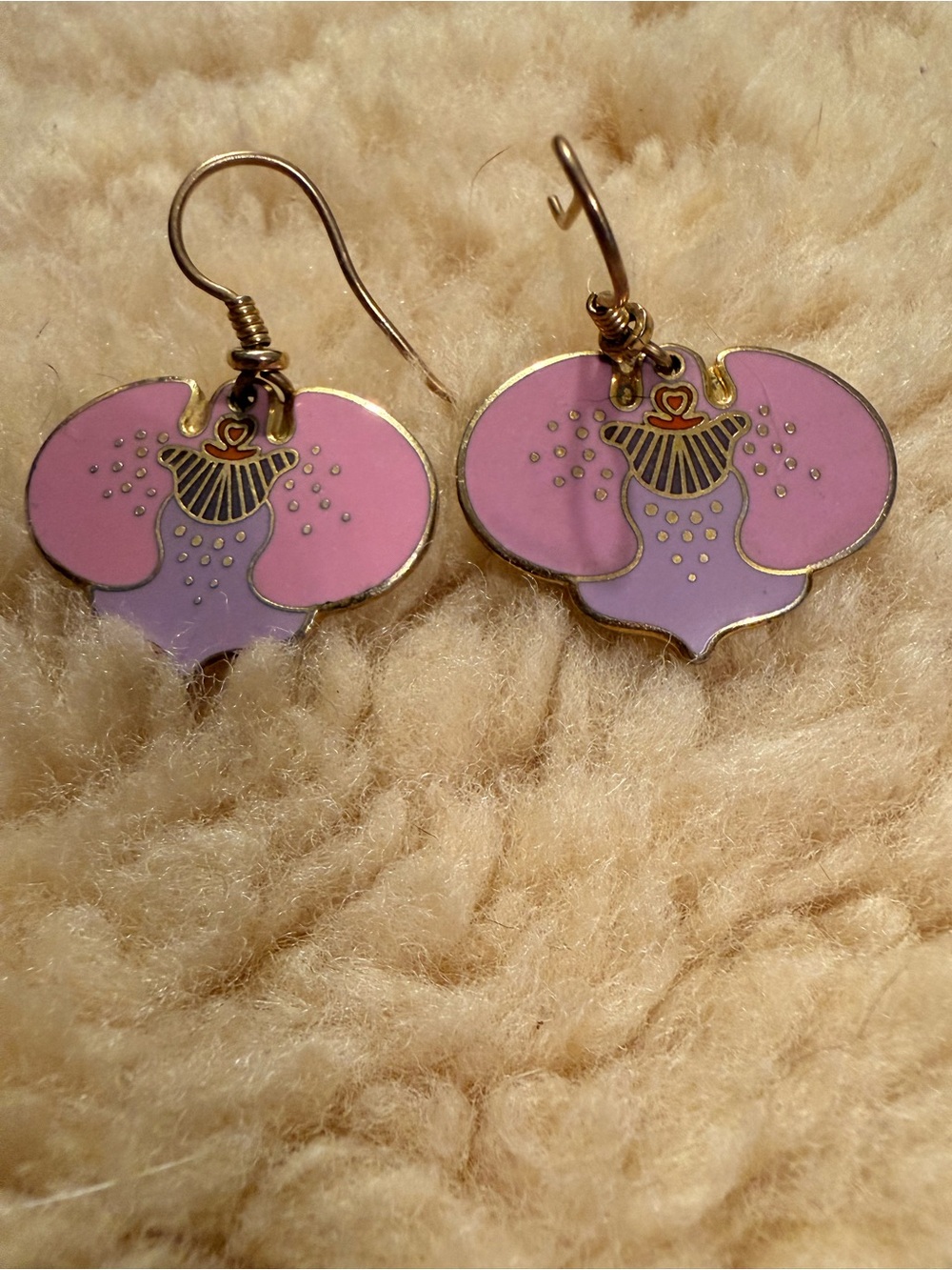 Laurel Burch Pink Orchid Petal Drop Earrings